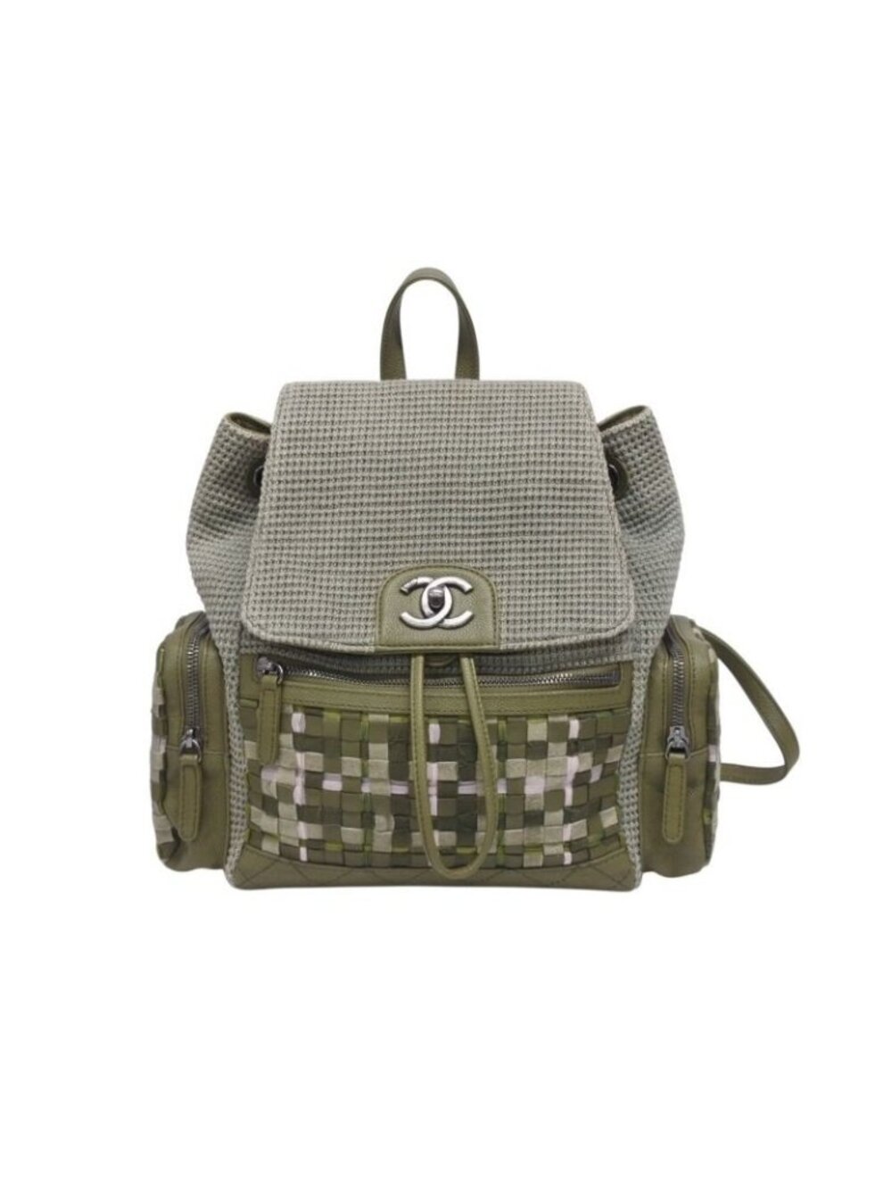 Chanel Backpack CC Logo Cuban Pocket Tweed Canvas Cruise Collection
